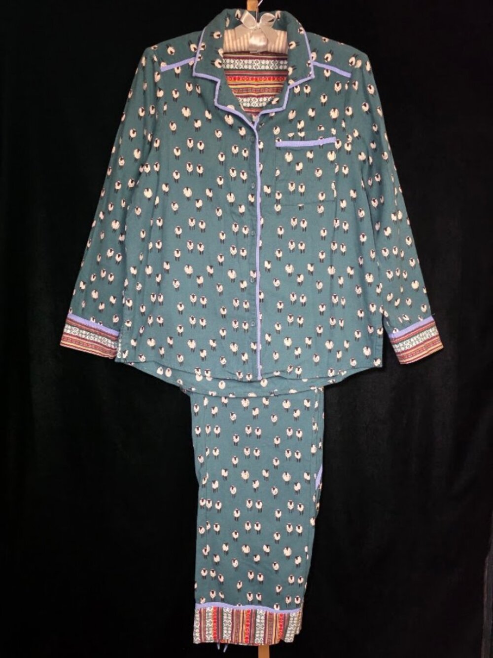 Sundance Flannel Pajama Set with Sheep Design M